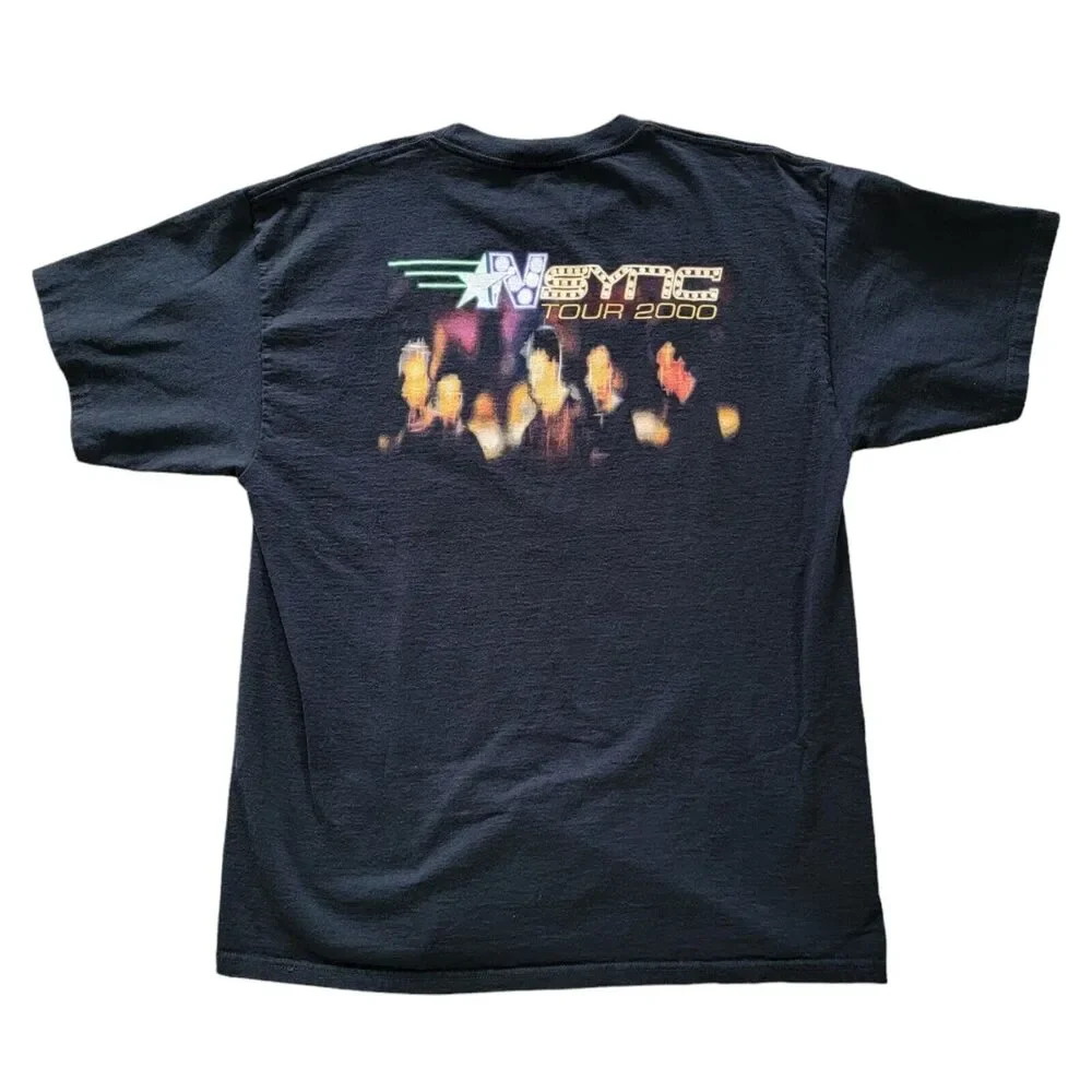 Vintage NSYNC Tour 2000 Band T Shirt Black Winterland Paper Tag Double Sided Y2K